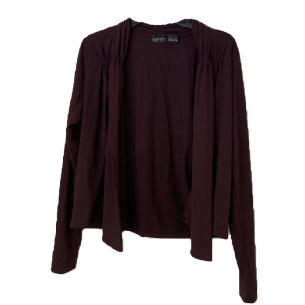 Kersh Burgundy Cardigan With Ruching Detail